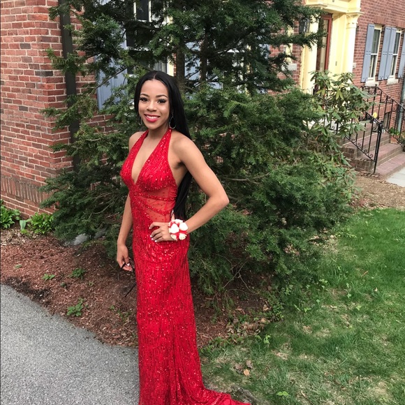 sherri hill red sequin dress